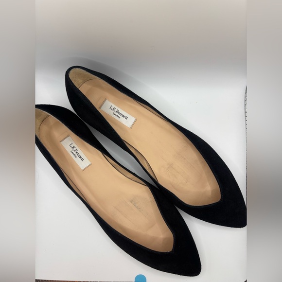 LK Bennett Black Suede Leather Flats - Picture 1 of 2